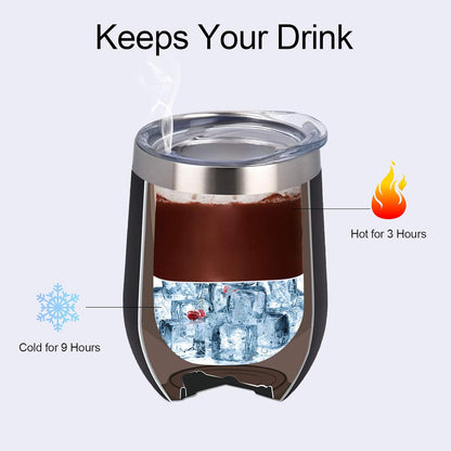 4 Pack 12Oz Stainless Steel Stemless Wine Glasses, Insulated Wine Tumbler, Stainless Steel Wine Tumbler Cups with Lids and Straws for Coffee, Cocktails, Wine, Champaign, Black…