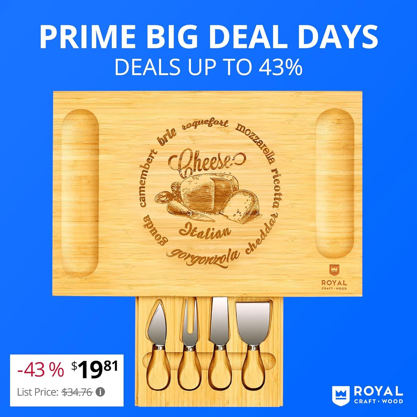 Wooden Cutting Boards for Kitchen Meal Prep & Serving - Bamboo Wood Cutting Board Set - Charcuterie & Chopping Butcher Block for Meat - Kitchen Gadgets Gift