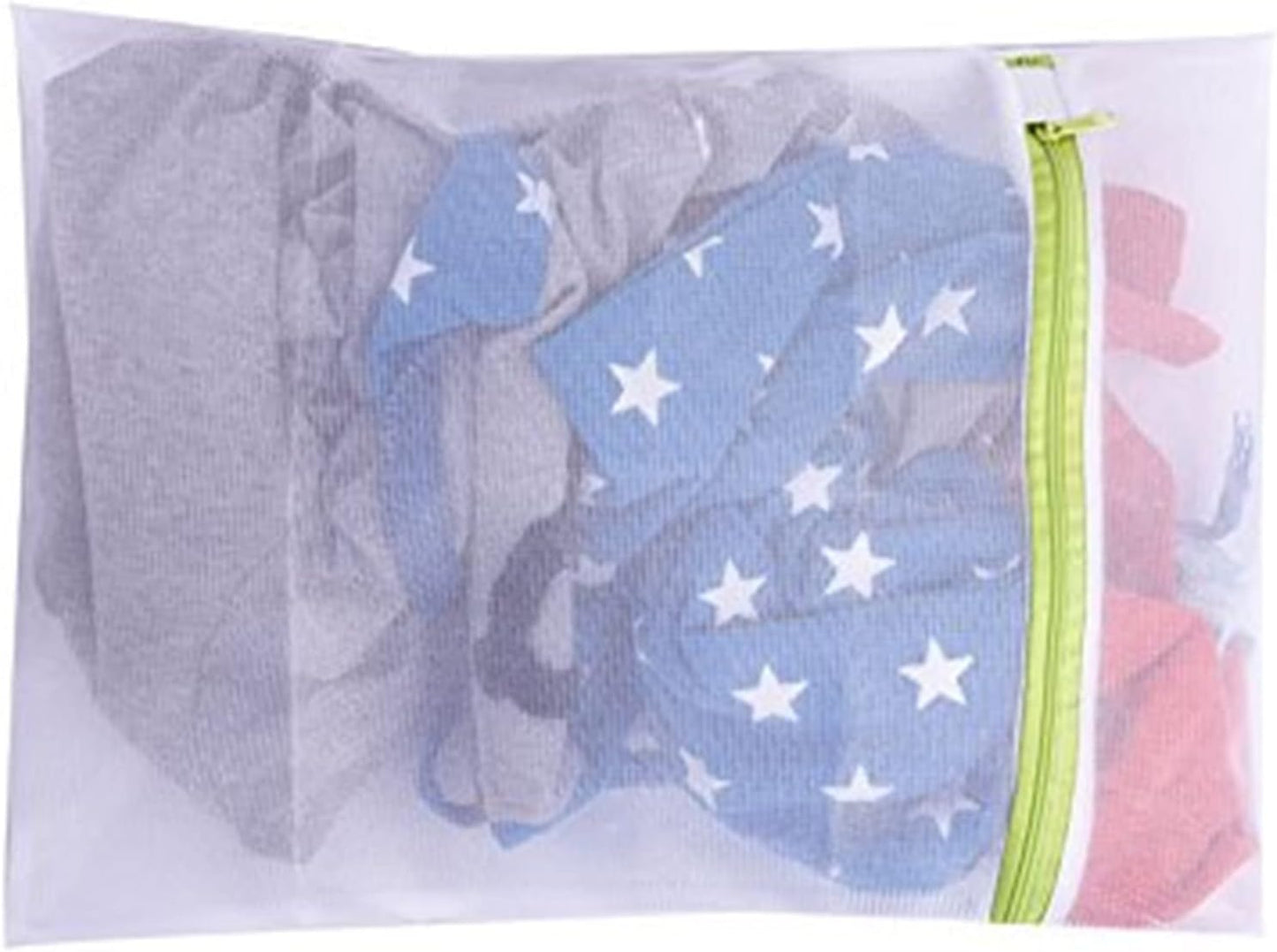 Mesh Laundry Bag Set of 6, White Delicate Durable Polyester Wash Bags with Zipper for Laundry Blouse Hosiery Stocking Underwear Bra and Lingerie