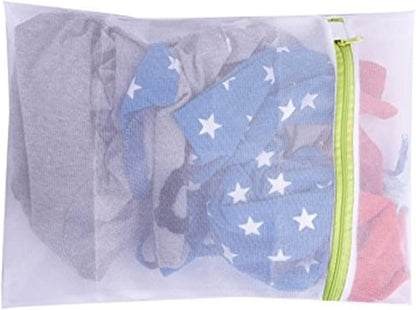 Mesh Laundry Bag Set of 6, White Delicate Durable Polyester Wash Bags with Zipper for Laundry Blouse Hosiery Stocking Underwear Bra and Lingerie